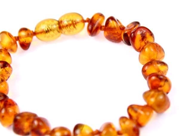 SilverAmber Jewellery UK New Baltic Amber Anklet Bracelet Cognac - Handmade 100% Genuine Amber Polished Beads - Premium Quality - Sizes 12-27 CM - (Size: 12 CM)