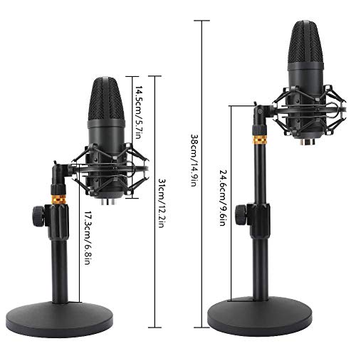 ZHENREN Professional Studio Condenser Microphone, Computer PC Microphone Kit with 3.5mm XLR/Pop Filter/Shock Mount for Professional Studio Recording Podcasting Broadcasting