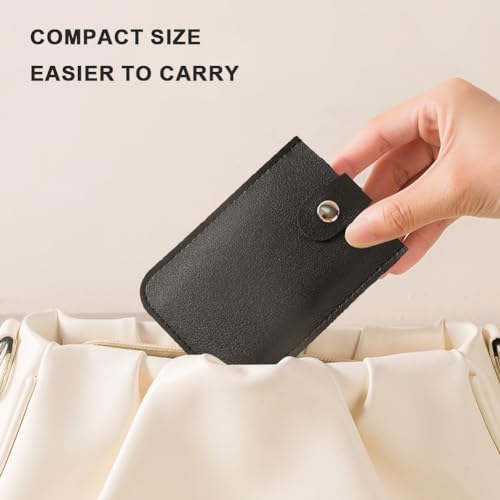 ASIEIT Ultra-Thin Card Holder Wallet Multi-Card Slots Pull Out Card Holder with Press Button PU Leather for Money Cards (Black)