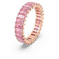 Swarovski Matrix Ring, Pink Baguette-Cut Crystals on a Rose-Gold Tone Band, from the Matrix Collection, Size 55