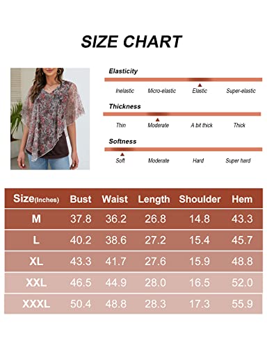 Syphiby Ladies Shirts And Blouses, Womens Summer Tops Casual Flowy Floral Blouse Elegant Batwing Sleeve Tops V Neck Loose Blouse Shirts Ladies Blouse Shirts 3/4 Ruffle Sleeve Blouse Baggy Tops