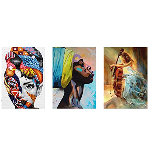 XUnada Black African Wall Art Prints, Abstract Woman Pictures Canvas Painting for Wall Living Room Bedroom,A4 21X30cm No Frame