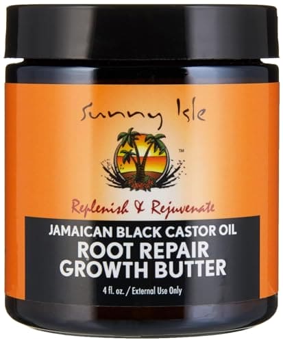 Sunny Isle Jamaican Black Castor Oil Root Repair Growth Butter 4oz | Restores & Revitalizes ALL Damaged Hair Types | Nutrient-Rich, Stimulates Hair Growth | Fights Dry, Itchy, Flaky Scalp