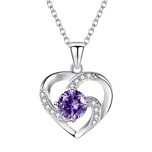 Janly Clearance Sale Women Necklaces & Pendants, Fashion fresh love silver clavicle necklace Females Jewellery, Jewelry Sets, Valentine's Day Ideal Gifts (Purple)