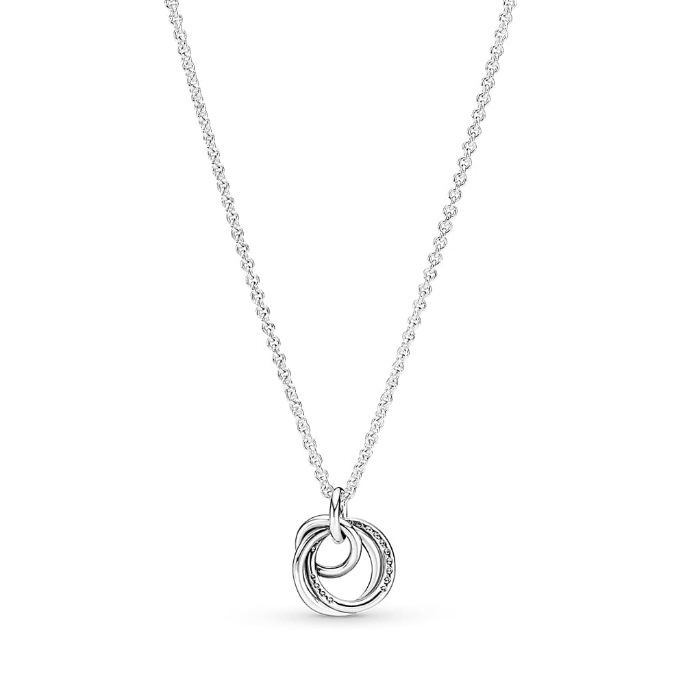 Pandora Moments Women's Sterling Silver Family Always Encircled Pendant Necklace, 60cm, With Gift Box