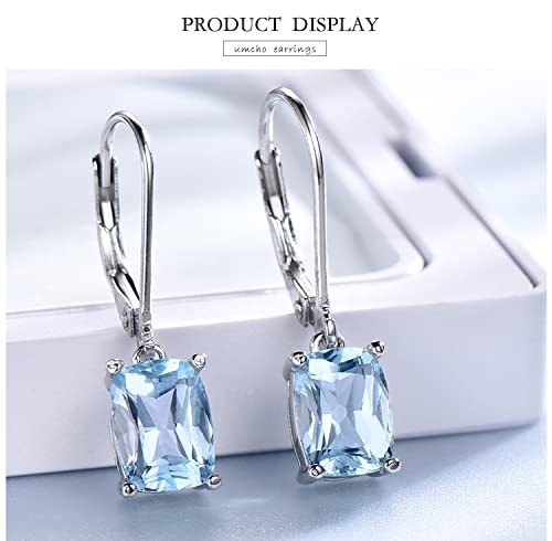 LOKILOKI Genuine 925 Sterling Silver Sky Blue Topaz Drop Earrings Elegant Gemstone Wedding Engagement Jewelry For Women Gifts