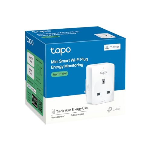 Tapo WiFi App Control Smart Plug, Energy Monitoring & MATTER Compatible Alexa Plug, Works with Alexa, Google, Apple HomeKit, Smart things, Device Sharing, Smart Plugs That Work With Alexa (Tapo P110M)