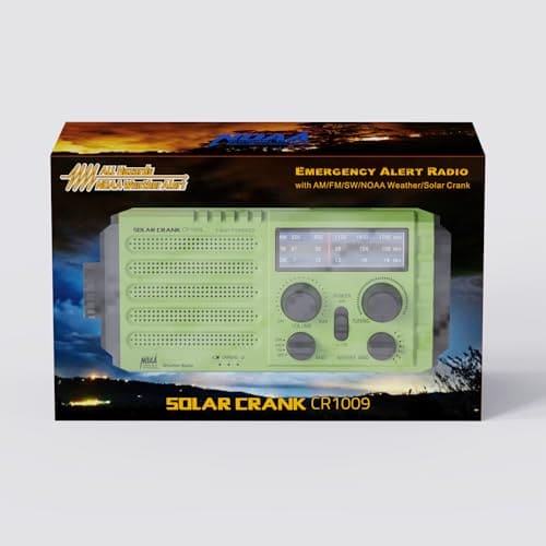 Solar Hand Crank Radio, 5-Way Powered AM/FM/SW Emergency Radio for Outdoor with 5000 mAh Capacity Battery, Portable Radio with USB Charger, LED Flashlight, Reading Lamp, SOS Alarm and Compass Green