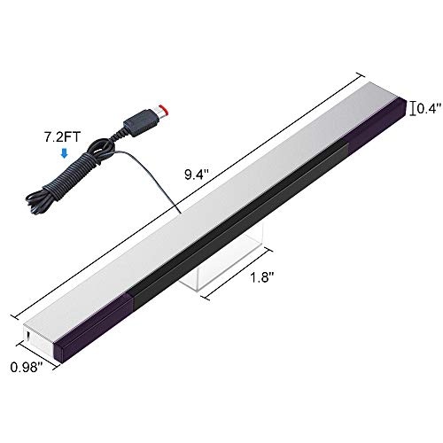 KIMILAR Wii Sensor Bar, Infrared LED Replacement Wired Sensor Bar comaptible with Nintendo Wii & Wii U with Clear Stand