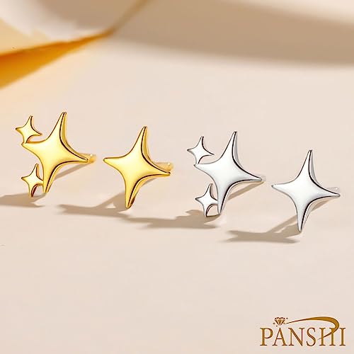 Sterling Silver Earrings Star Stud Earrings for Women Teen Girls Trendy Hypoallergenic Small Post Pierced Studs Earrings Jewelry Gifts (3 Stars)