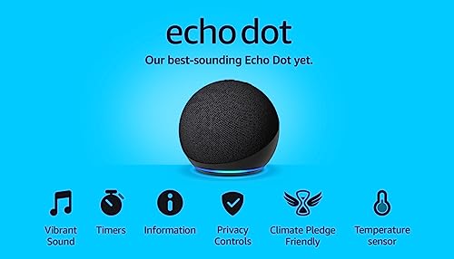 Echo Dot (Newest gen) | Big vibrant sound Wi-Fi and Bluetooth smart speaker with Alexa | Charcoal