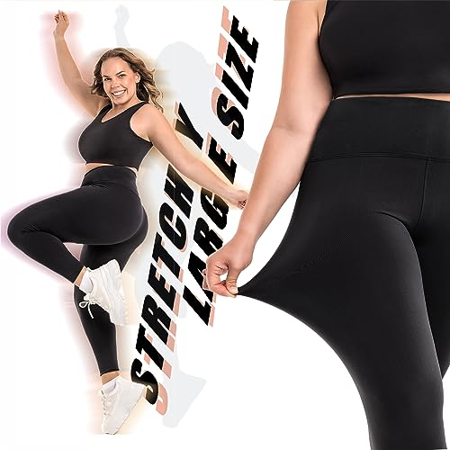 Sanpetix Leggings for Women, High Waist Plus Size Black Leggings for Women Black 1 Pack XXL