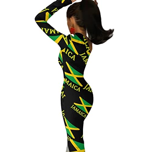 Jamaican Flag Women's Dress One Shoulder Split Maxi Long Dress Bodycon Wedding Party Dresses M