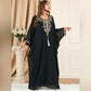 IBTOM CASTLE Muslim Abaya for Women Long Batwing Sleeved Dresses Dubai Modest Floral Embroidery Kaftan Dress Turkey Maxi Prayer Dress Caftan Robe Dresses Black One Size