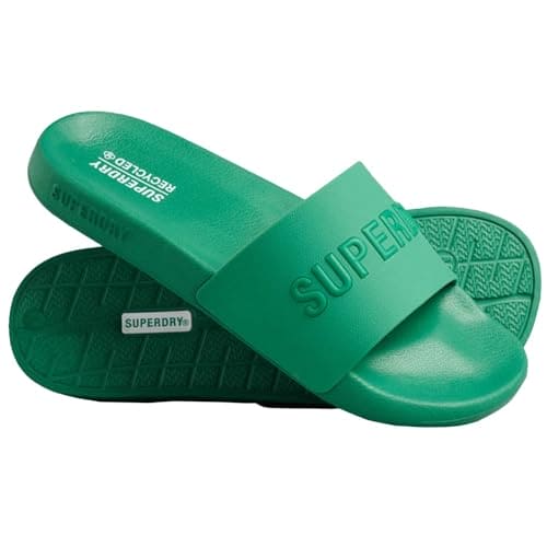 Superdry Men's Code Logo Vegan Pool Slide Flip-Flop, Beverly Green, X-Large UK