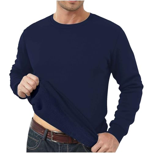 Sales Clearance Free Delivery Sweatshirts for Men Men's Sweatshirts Crewneck Fleece Lined Warm Outdoor Casual Underwear Winter Long Sleeve Shirts Solid Color Classic Thicken Jumper Sweatshirt