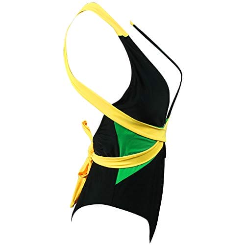 VOARYISA Women's One Piece Caribbean Flag Rasta Body Shaping Monokini Swimsuit Swimwear Bathing Suit (2X-Large/UK 24-26, Black)