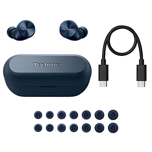 Technics HiFi True Wireless Multipoint Bluetooth Earbuds with Noise Cancelling, 3 Device Multipoint Connectivity, Wireless Charging, Impressive Call Quality, LDAC Compatible - EAH-AZ60M2-A (Blue)