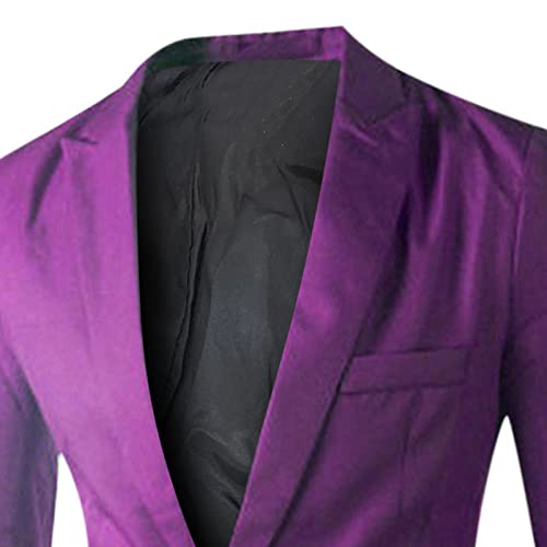 Warehouse Deals Clearance Returns Men's Suits & Blazers Smart Casual Slim Fit Summer Suit Mens Lightweight Suit Solid Casual Cardigan Jacket Tops for Work Office Business Wedding Party Purple