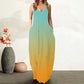 HAOLEI Maxi Dresses for Women Plus Size Loose Baggy Tie Dye Dress Sleeveless Spaghetti Strap Sundress Summer V Neck Long Dresses Beach Casual Elegant Gradient Print Dress with Pockets UK Clearance