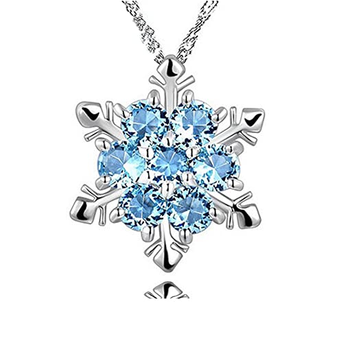 Snowflake Pendant Necklace Plated Silver Crystal Rhinestones Pendant Necklace for Women Girl