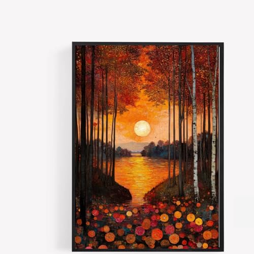 Autumn landscape abstract mountains trees forest orange A4 UNFRAMED PRINT PICTURE s wall art Home decor Decorating gift deco sunset