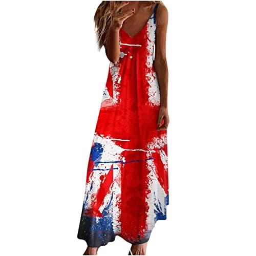 FunAloe Summer Dresses Spaghetti Strap,Maxi Dress,Womens Wedding Dress,Beach Dress,Cocktail Dresses,Ladies Evening Dresses,Flowy Dress,African Dresses,Union Jack Dresses for Women UK