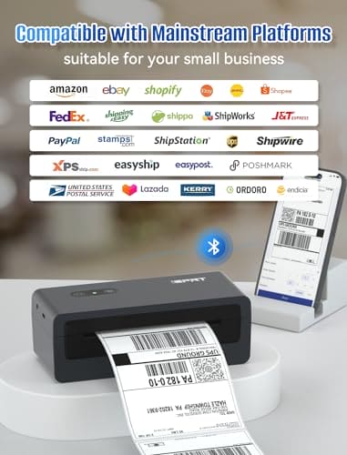 iDPRT Bluetooth Thermal Label Printer, 4X6 Shipping Label Printer for Small Business and Shipping Packages, Support Windows, Mac, iOS, Android, Used for Amazon, Shopify, Ebay, UPS, USPS