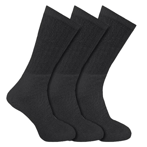 KNWER CLOTHING 3/6 Pairs Multipack Mens Socks White And Black, Breathable Comfortable Casual Crew Sports Socks For Training, Hiking, Walking, Running, Football & Tennis Socks (Charcoal (3 Pairs))