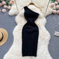 Summer Women Dress Sexy One Shoulder Knitted Bodycon Dress