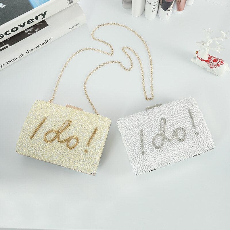 Wedding White Clutch I Do Letter Evening Bags For Women Bridal Clutches Bag Rhinetsone Pearl Beading Wedding Party Handbag Trend