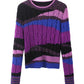 Women's High Quality Crew Neck Knitted Sweater Luxury Brand Contrast Color Gold Thread Pullover