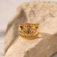 18K gold trendy and fashionable devil's eye inlaid zircon design ring