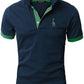 GNRSPTY Mens Short Sleeve Polo Shirts Classic Giraffe Embroidery Tennis T-Shirt,Blue +Green,XXL