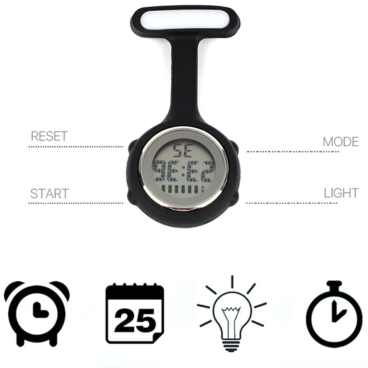 Pin On Digital Silicone Multi-Function Fob Nurse Watch Night Lights Stopwatch