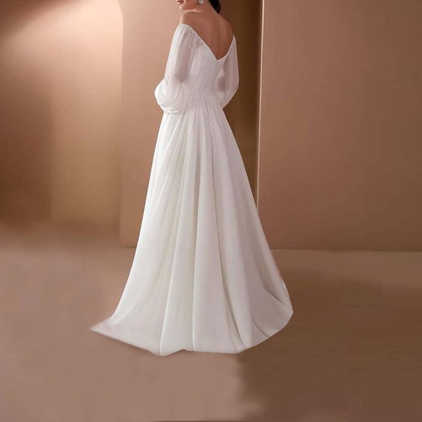 HAOLEI Mother of The Bride Dress for Wedding,Women's Wedding Dress Elegant Bridesmaid Dresses UK Party Evening Dress Slit Formal Maxi Dress Wedding Guest Prom White High Split Cocktail Dress