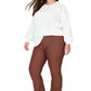 Trendyol Women Plus Size High Waist Wide Leg Regular fit Plus Size Trousers Brown