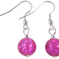 Hot Pink Crackle Glass Bead Earrings - 10mm Round Beads on Nickelfree Hooks