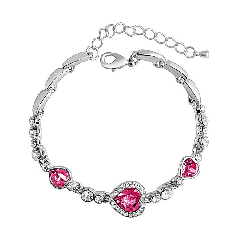 Charming Women's Austrian Crystal Titanic Inspired Heart of Ocean Bangle Bracelet (Rose)