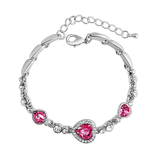 Charming Women's Austrian Crystal Titanic Inspired Heart of Ocean Bangle Bracelet (Rose)