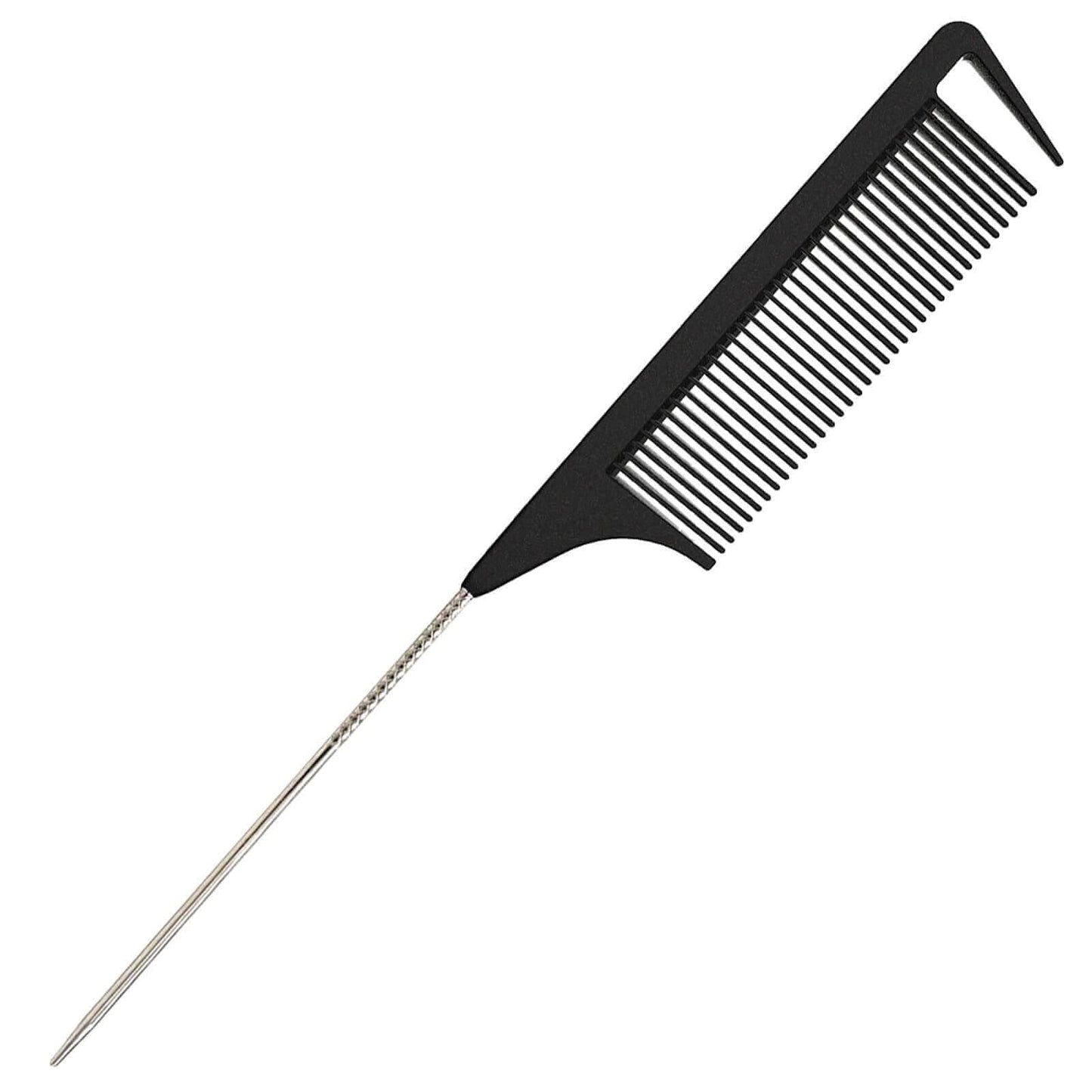 Yumflan Rat Tail Combs, Parting Combs for Braiding Hair, Fine Tooth Hair Comb Rat tail Comb Rattail Comb with Stainless Steel Pintail for Sectioning, Parting and Styling -Black