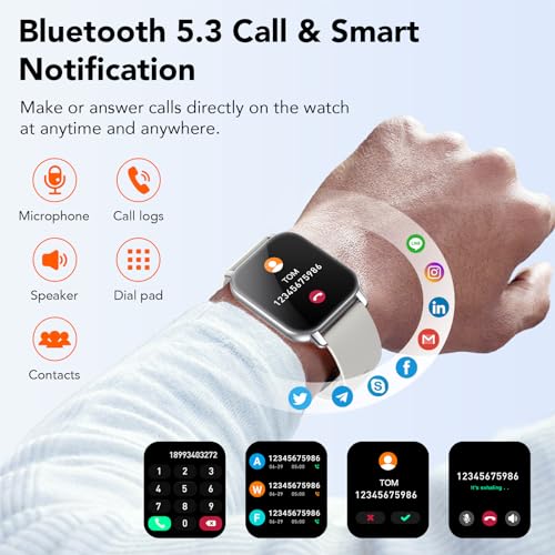 Hoxe Smart Watch for Men Women Answer/Make Calls, 1.85" Inch HD Touch Screen Fitness Watch with Heart Rate Sleep Monitor, 100+ Sports Modes, Step Counter, IP68 Waterproof, Compatible with Android IOS