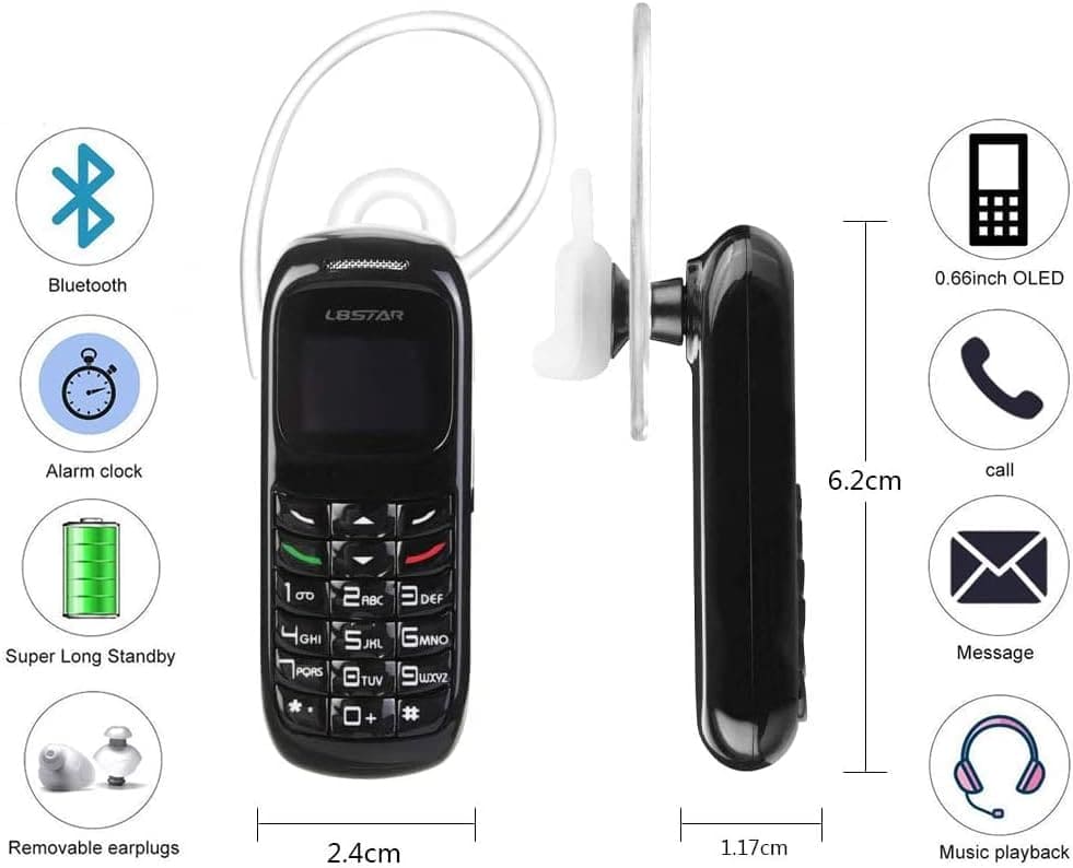 Hipipooo Mini Smallest Mobile Phone BM70,Mini Wireless Dialer,Bluetooth Tiny Headset