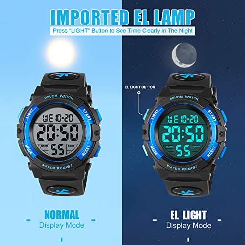 Kids Watches for Boys, Outdoor Waterproof Digital Sports Watch with Alarm/Stopwatch, Childrens Digital Wrist Watches for Teenagers Students Birthday/Christmas Gifts - Blue by RSVOM