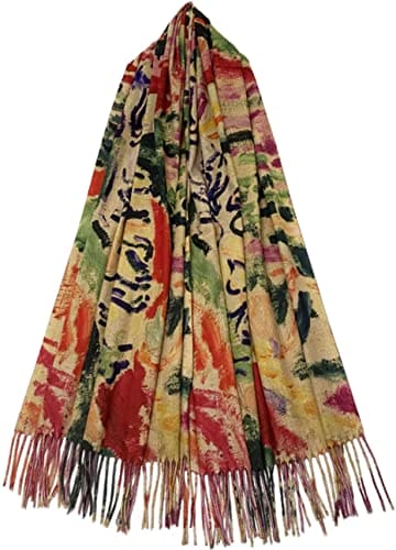 GFM® Wool Blend Cashmere Texture Painting Art Based Print Shawl Scarf for Autumn Winter - Henri Matisse - La Japonaise - (PWSHL-FS-5125-A)