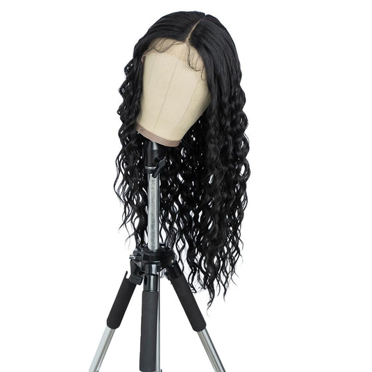 Style Icon 26 Inches Lace Front Wig Long Curly Wavy Wig Synthetic Wigs for Women Heat Resistant Replacement Wig 130% Density Black color