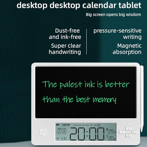 Electronic Digital Planner Tablet Calendar, Electronic Calendar with Notepad, Time Date Temperature Humidity Display, Foldable Stand, for Office Student