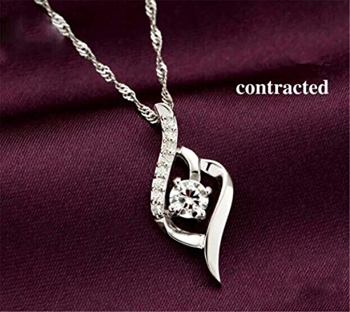 925 Sterling Silver Statement Crystal Pendant Necklace for Women Fashion Jewelry Accessories