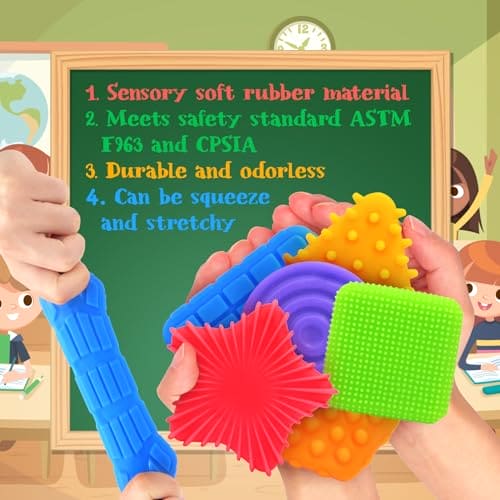 Squishy Sensory Toys for Kids Toddlers: Super Soft & Textured Sensory Fidget Toy for Autistic Children Special Needs | Stress Relief Calming Toys for Kids | Baby Stocking Stuffers for Autism, ADHD