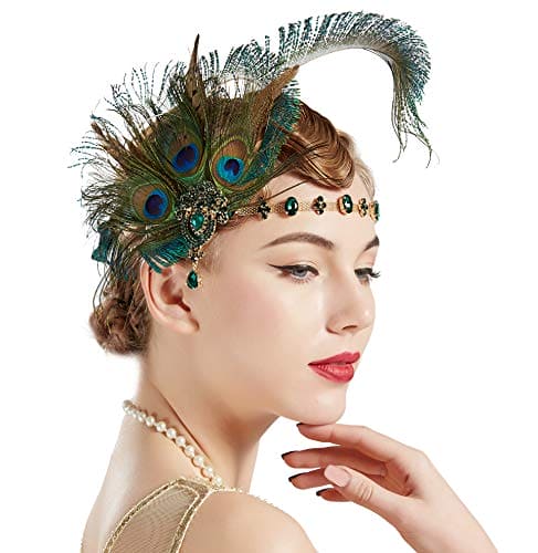 Coucoland 1920s Flapper Headband (Peacock)(Size: One Size)